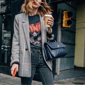 Anine Bing Houndstooth Plaid Blazer